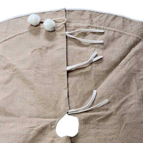 Jute Reversible Christmas Tree‎ Skirt 56.5 in Beige Cream Neutrals Burlap Prima - Picture 5 of 10